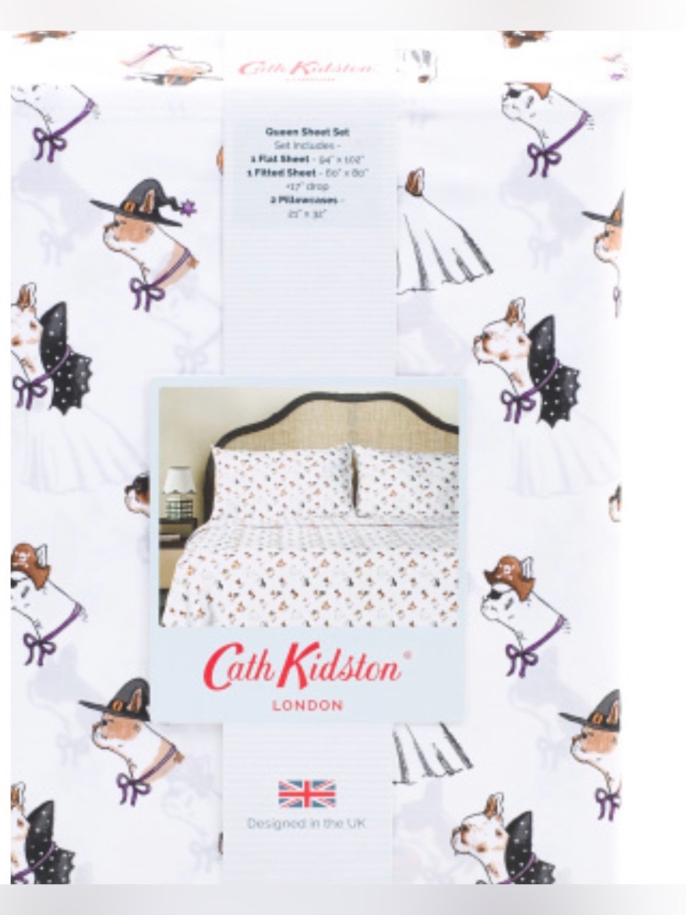 CATH KIDSTON NWT 200tc Cotton Spooky Dogs Printed Sheet
Set -full